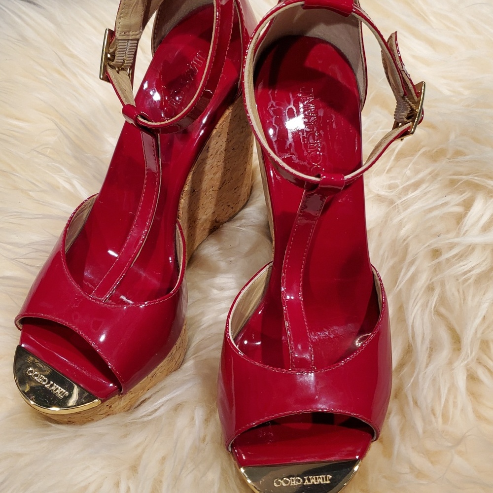 Jimmy Choo Praise Patent Leather Wedges
